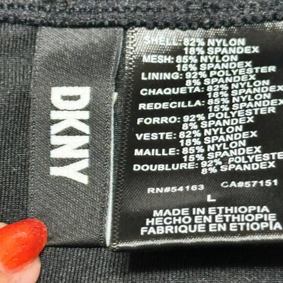 DKNY Womens Black One-Piece Halter Swimsuit L Large Nylon & Spandex - Picture 6 of 13